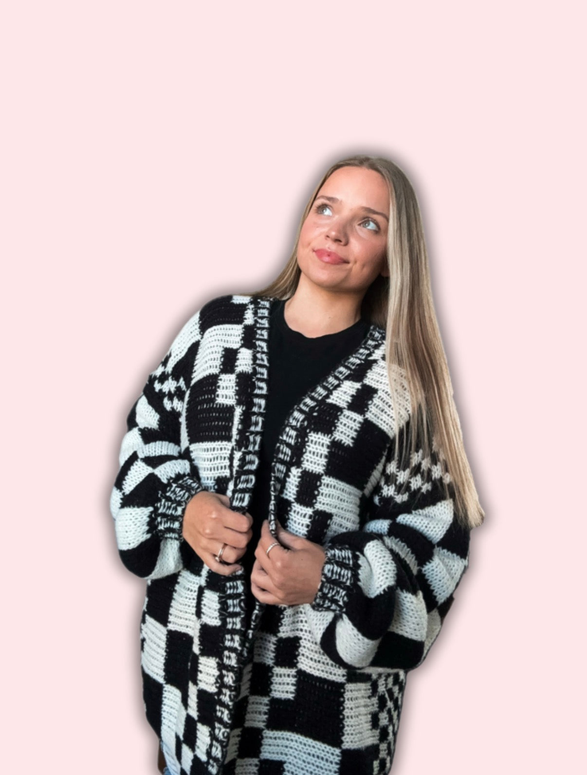 Chunky Checkered Cardigan