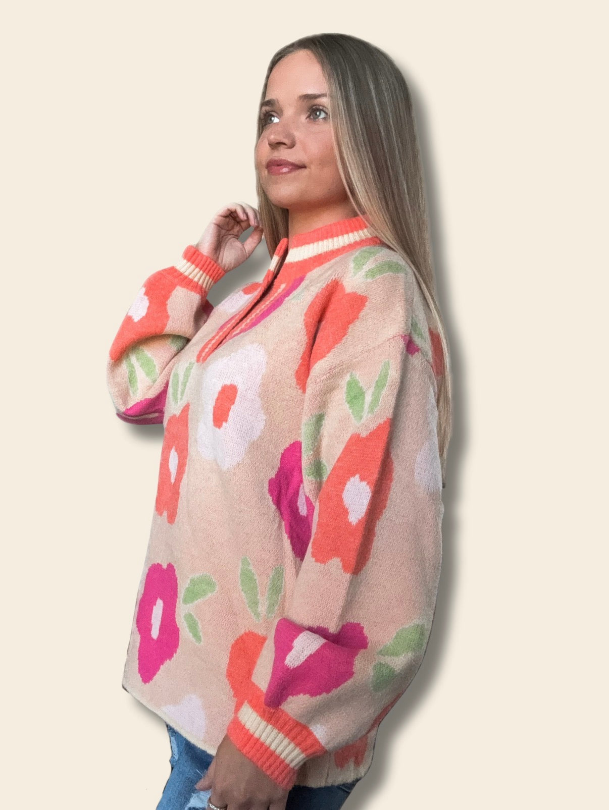 Floral V-Neck Banded Top