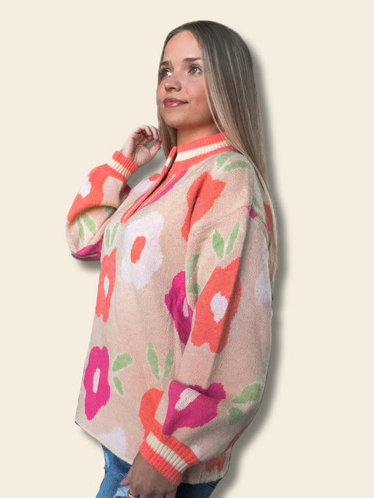 Floral V-Neck Banded Top