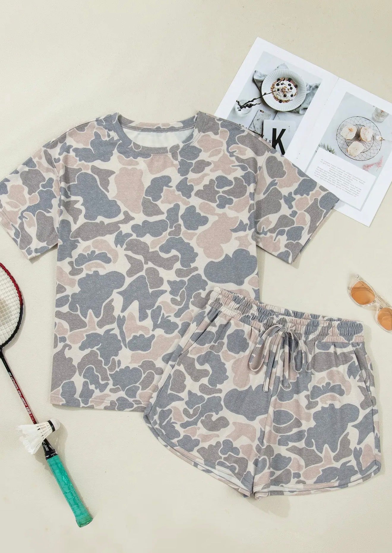 Camo Tee + Drawstring Shorts Set