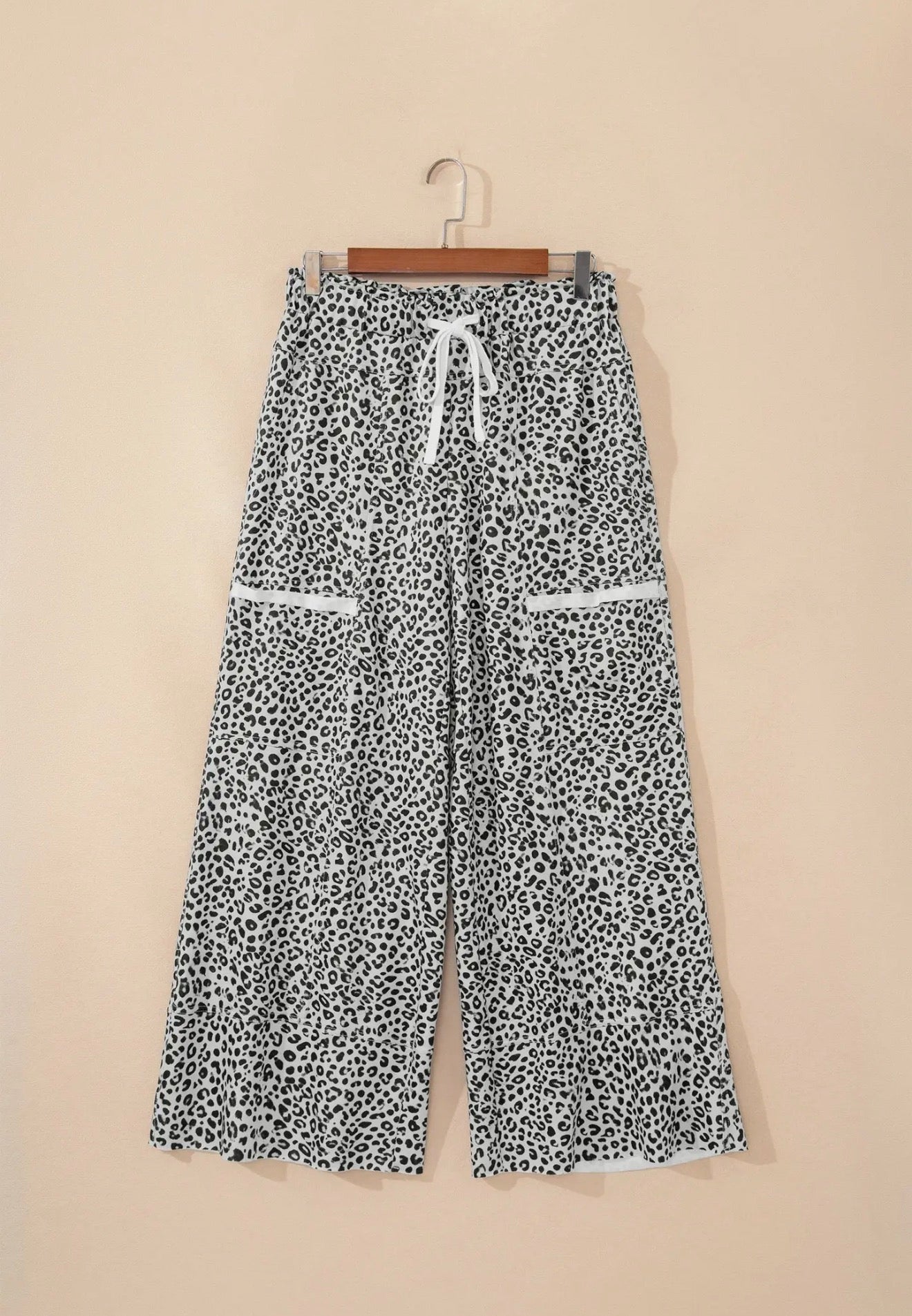 Leopard Terry Knit Wide Leg Pants