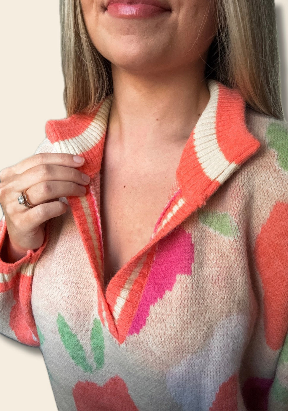 Floral V-Neck Banded Top