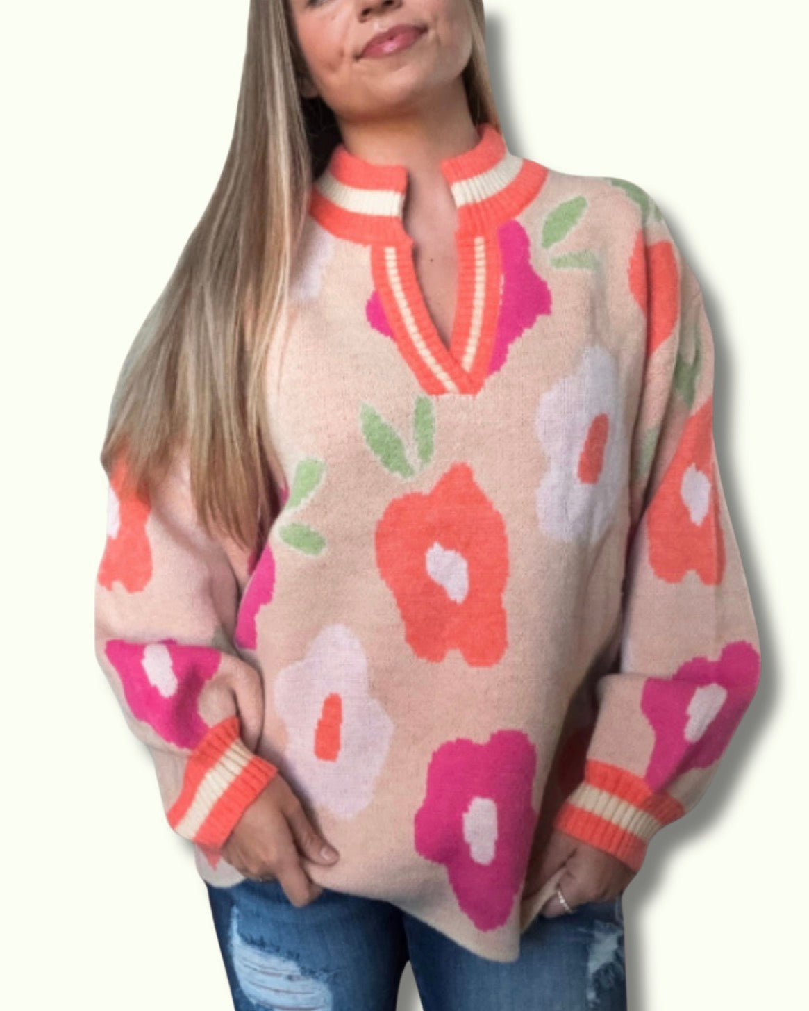 The Floral Banded V-Neck