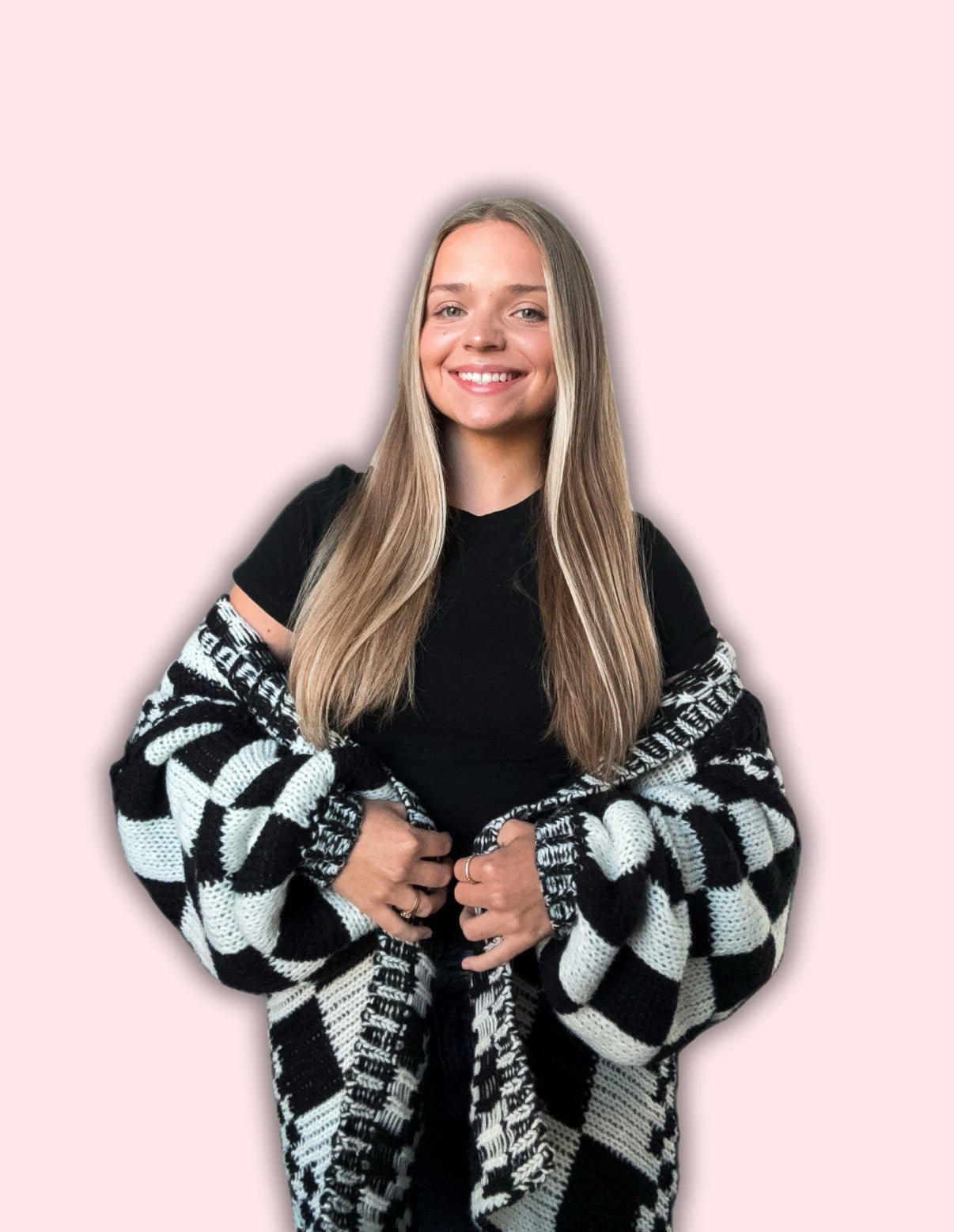 Chunky Checkered Cardigan