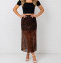 Leopard Mesh Maxi Skirt