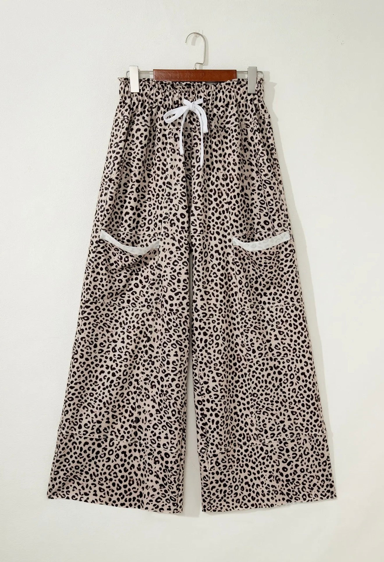 Leopard Terry Knit Wide Leg Pants
