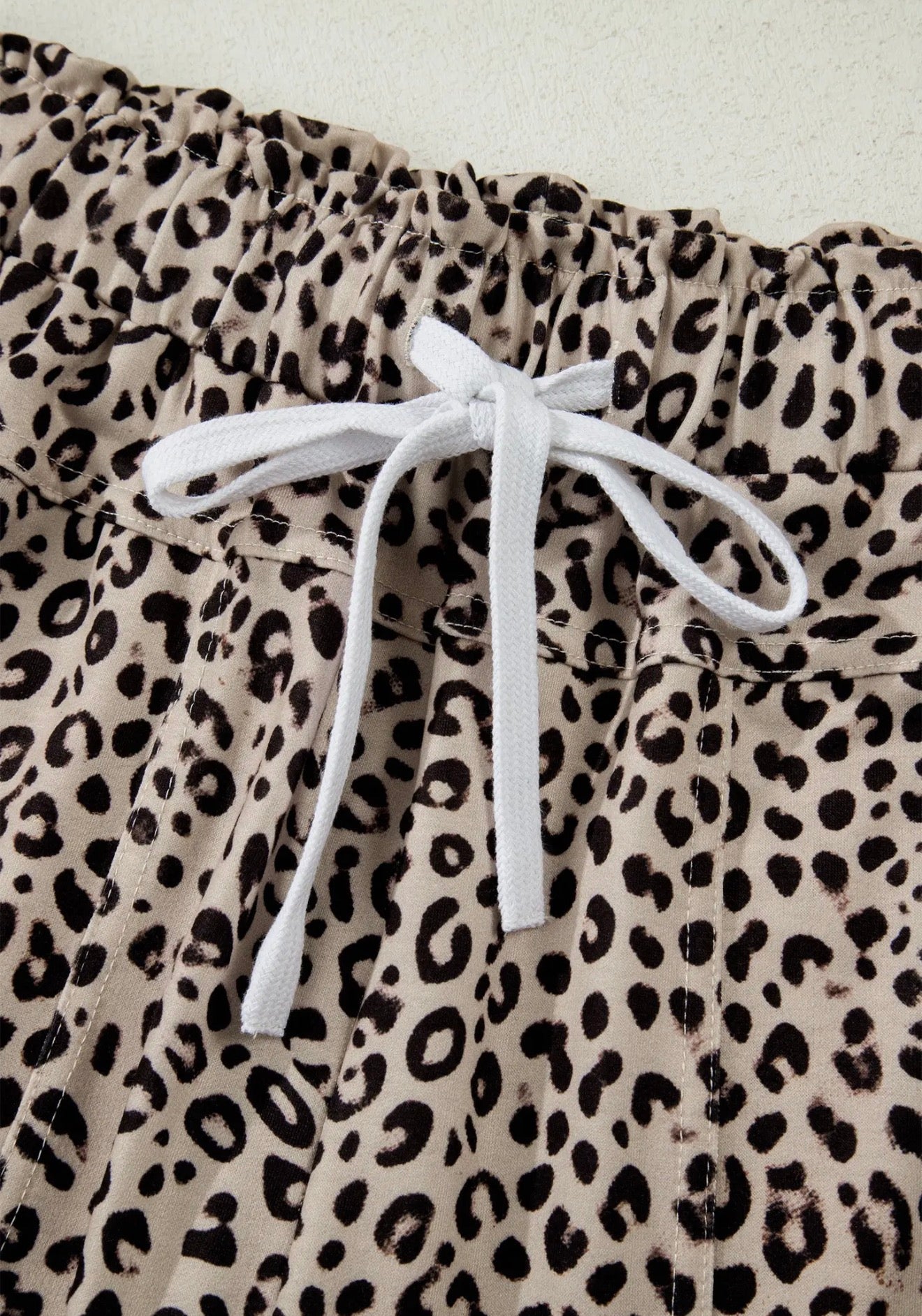 Leopard Terry Knit Wide Leg Pants