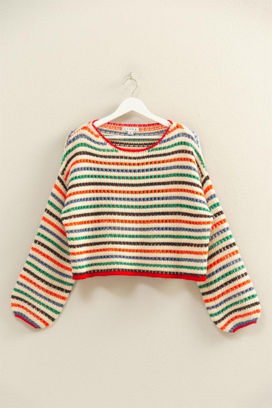 Multi-Color Stripe Oversized Sweater