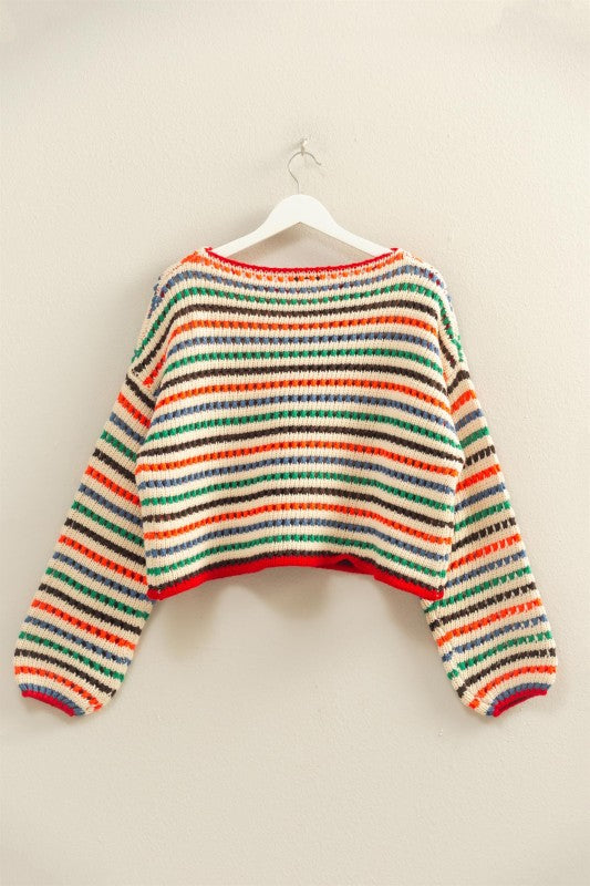 Multi-Color Stripe Oversized Sweater