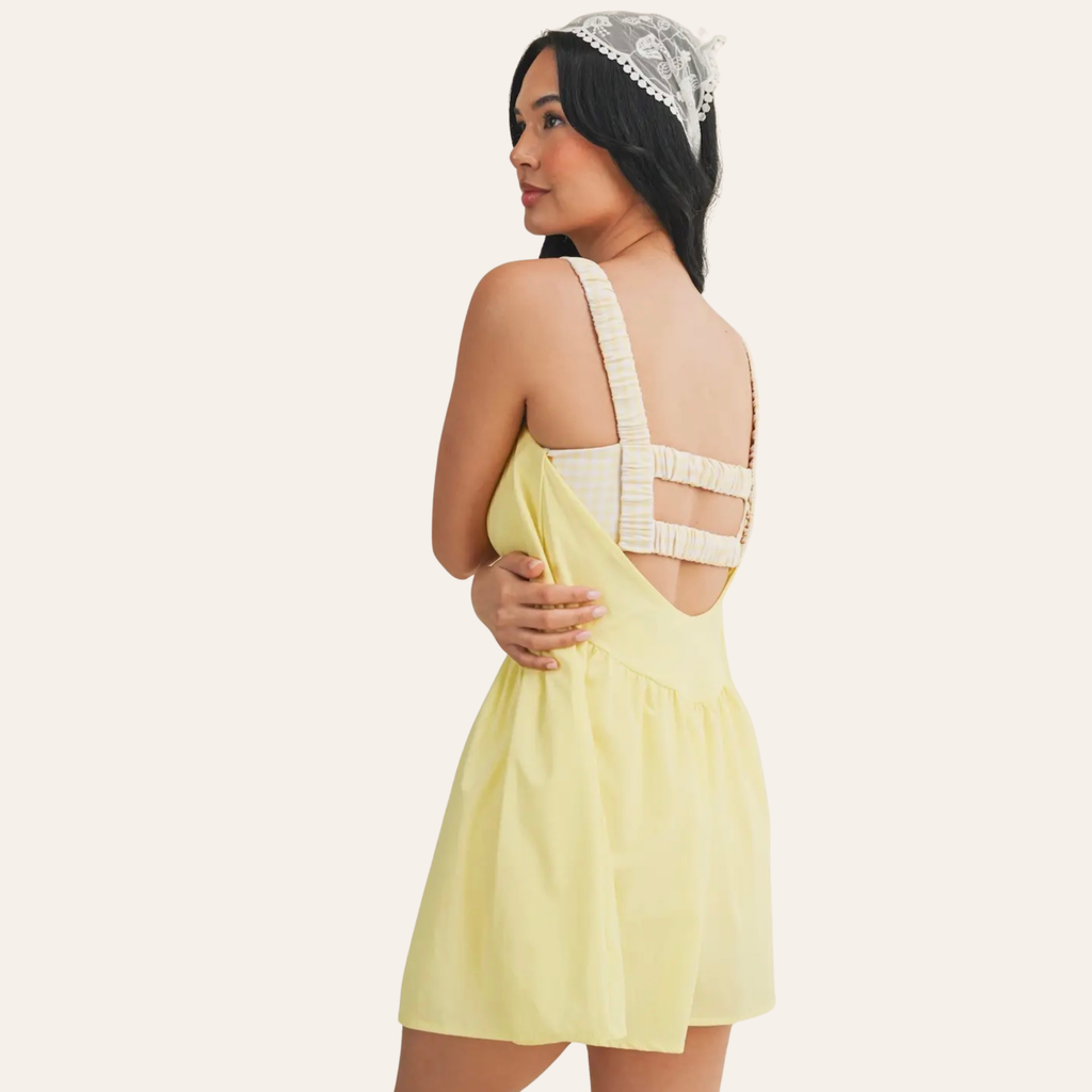 Gingham Contrast Layered Mini Dress