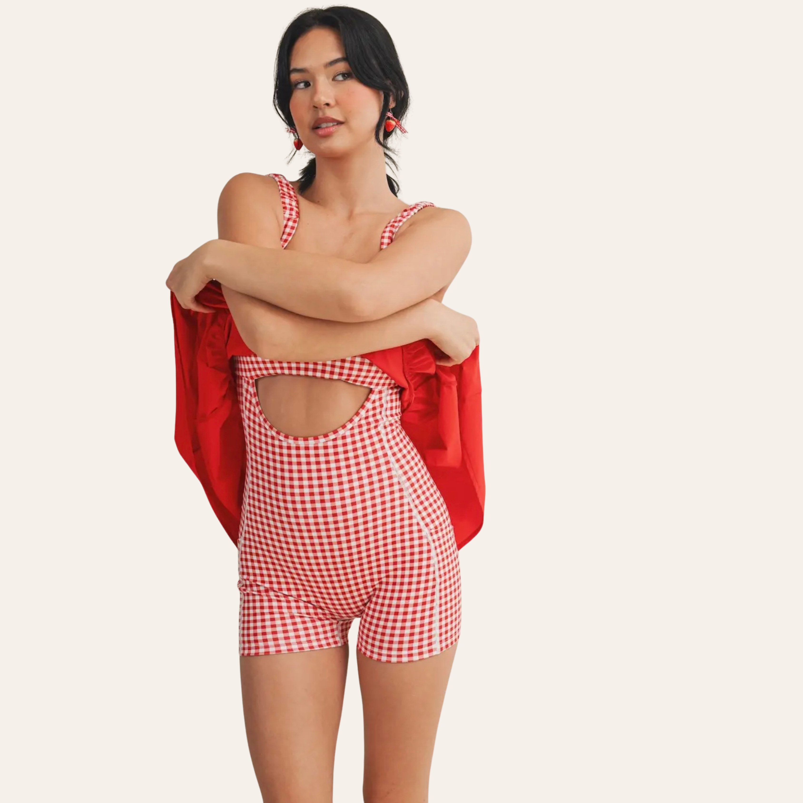 Gingham Contrast Layered Mini Dress