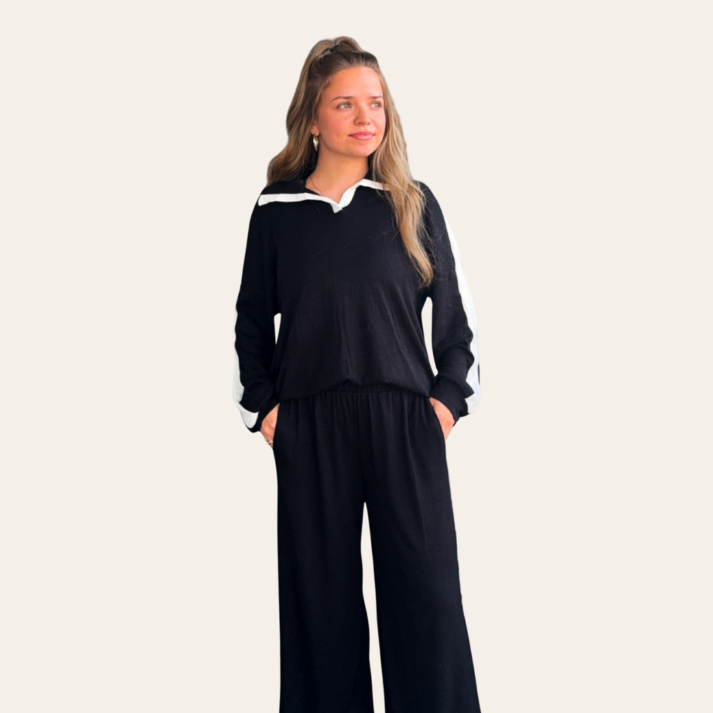 The Luxe Black Knit Lounge Set