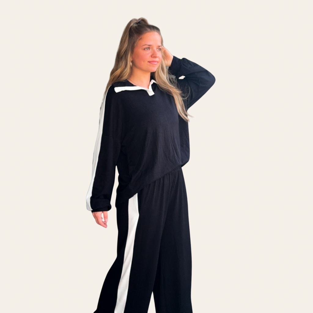 The Luxe Black Knit Lounge Set