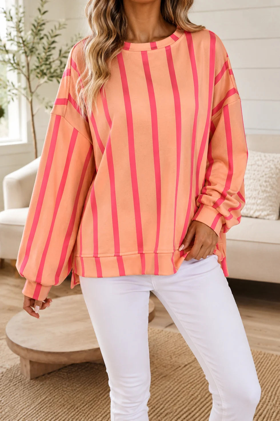 Pink Pop Stripe Sweatshirt