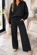 Black Collared Lounge Set