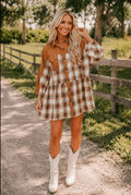 Rust + Plaid Patchwork Dress