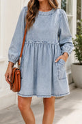 Light Wash Denim Babydoll Dress