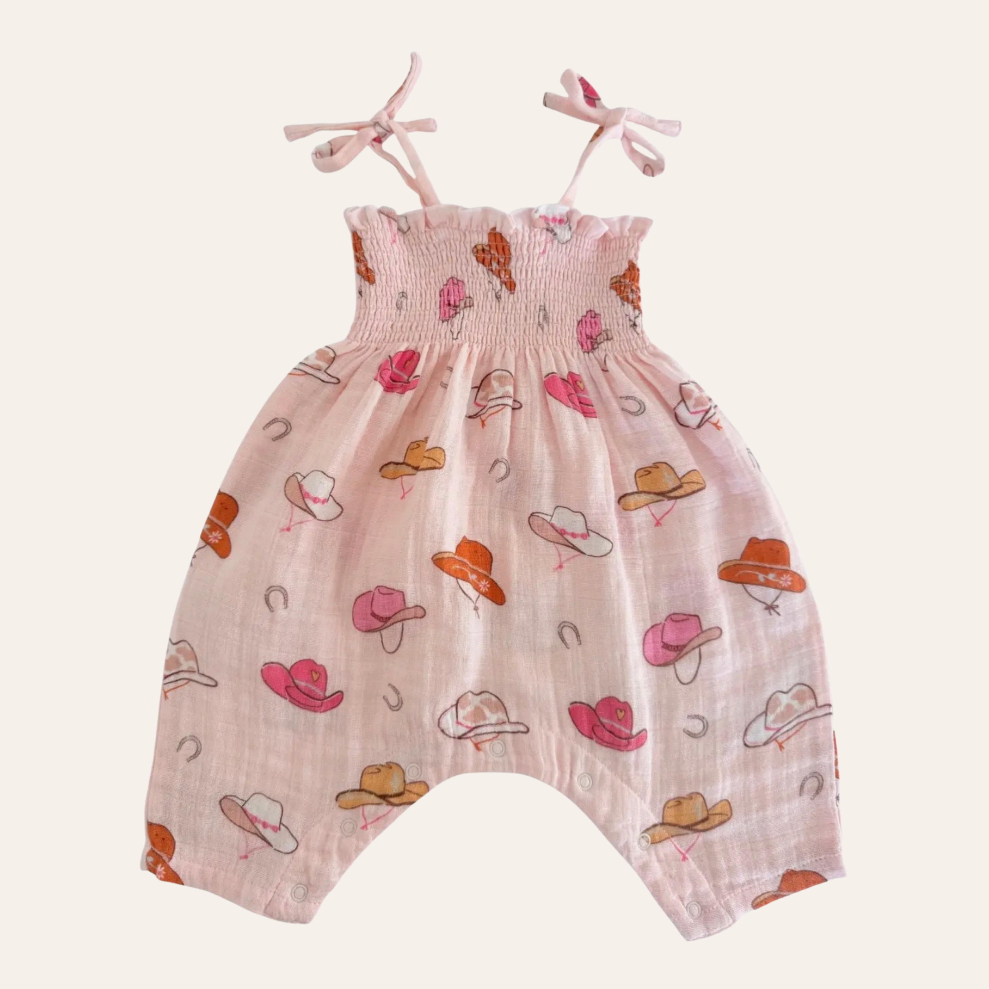 Pink Western Smocked Jumpsuit