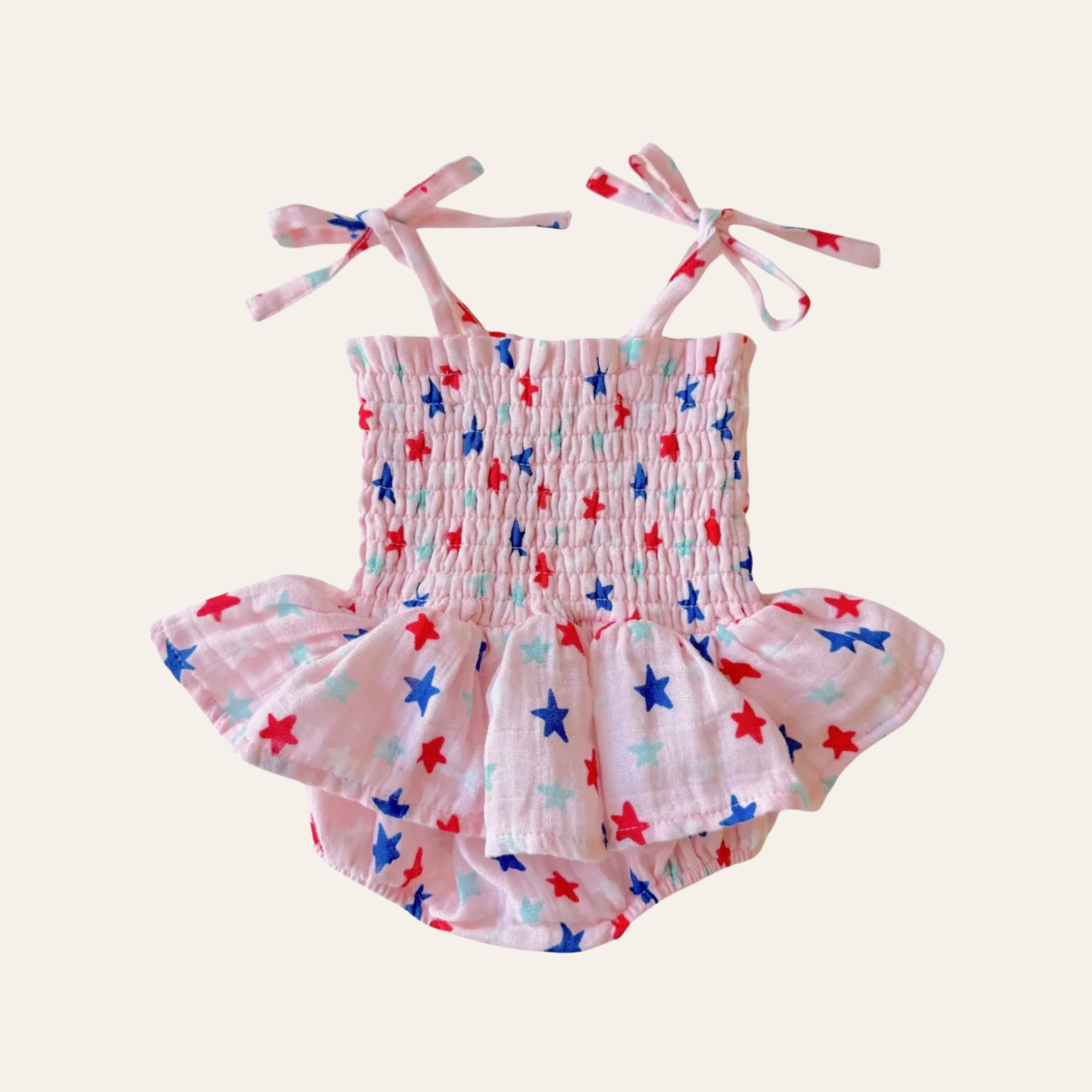Pink Star Smocked Sunsuit