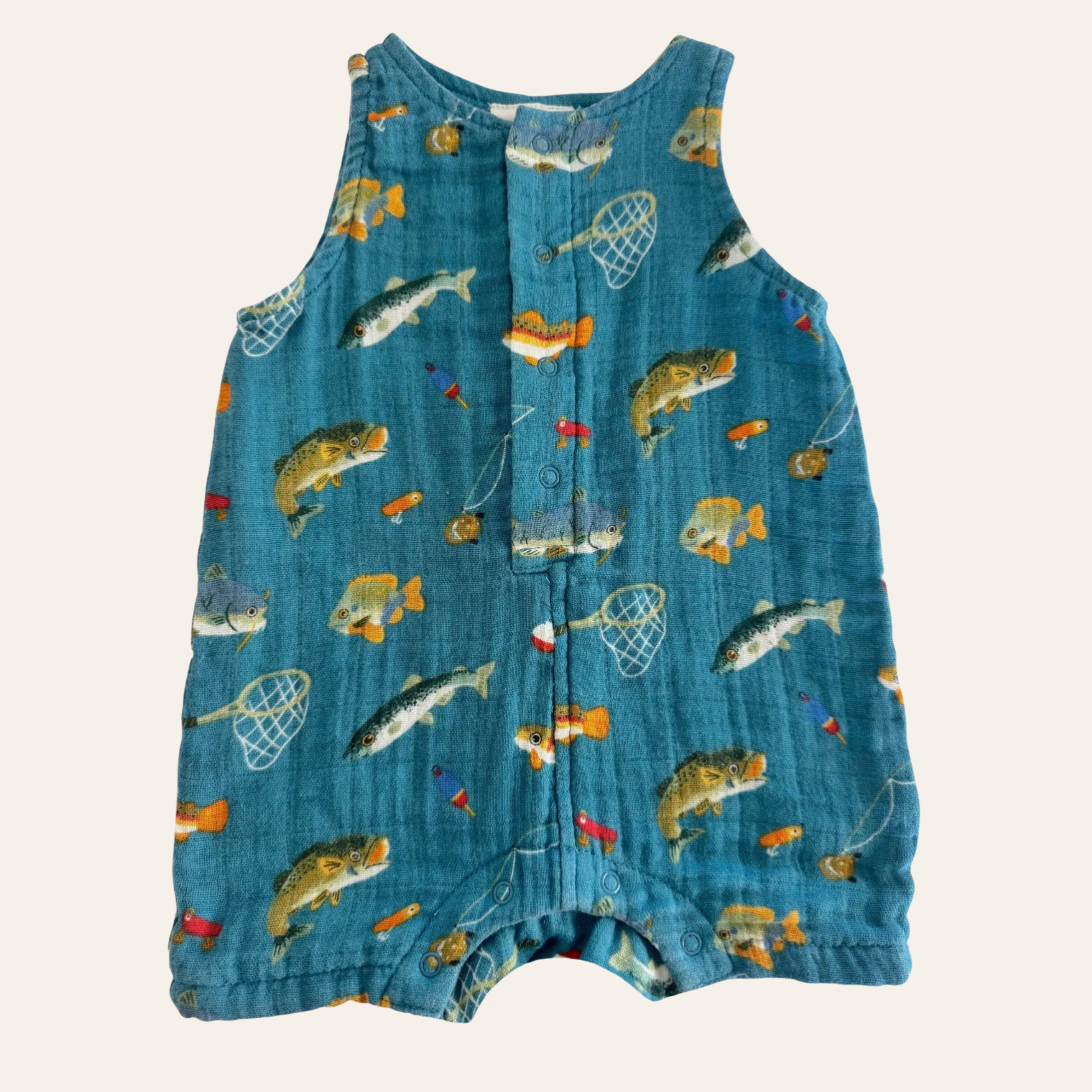 Gone Fishing Muslin Romper