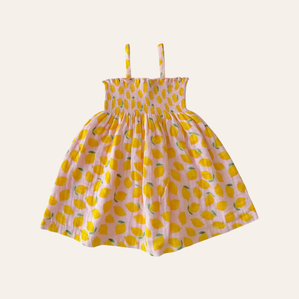 Lemon Picnic Smocked Dress