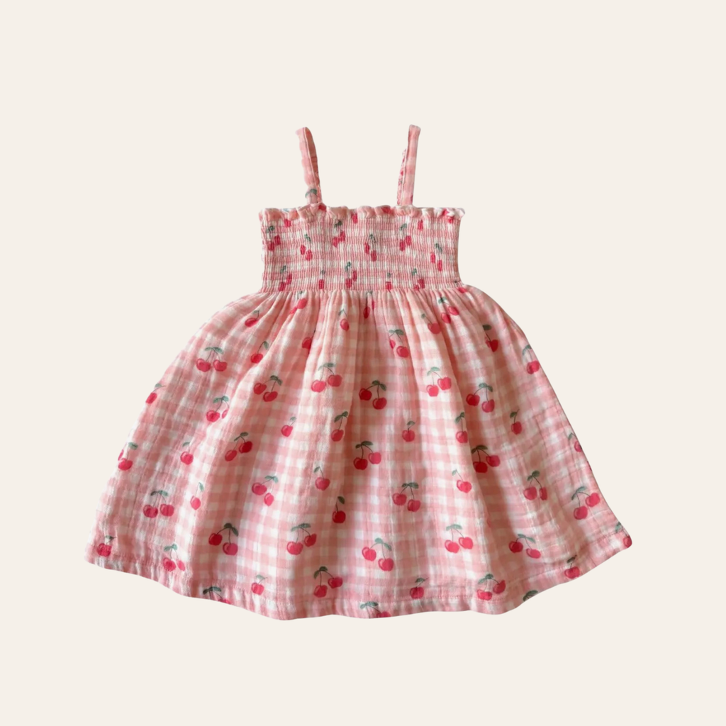 Cherry Picnic Smocked Dress